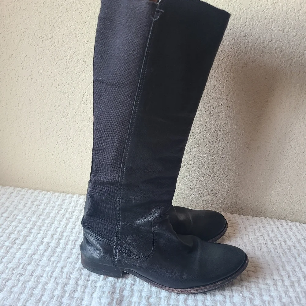 FRYE Black Leather Knee-High Boots Women's Size 6.5